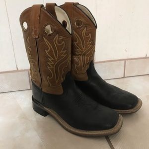 Old West Boy Cowboy Boots Black Size 3Y